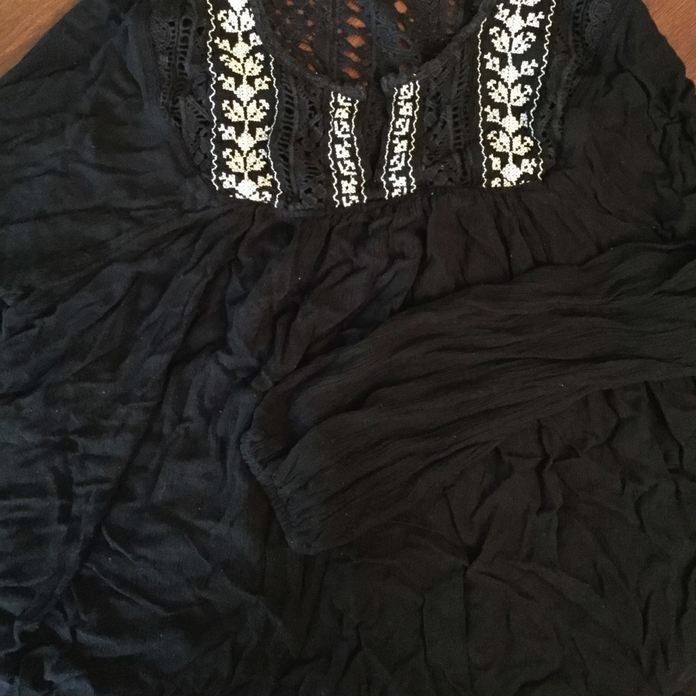 Black Boho Style Top
